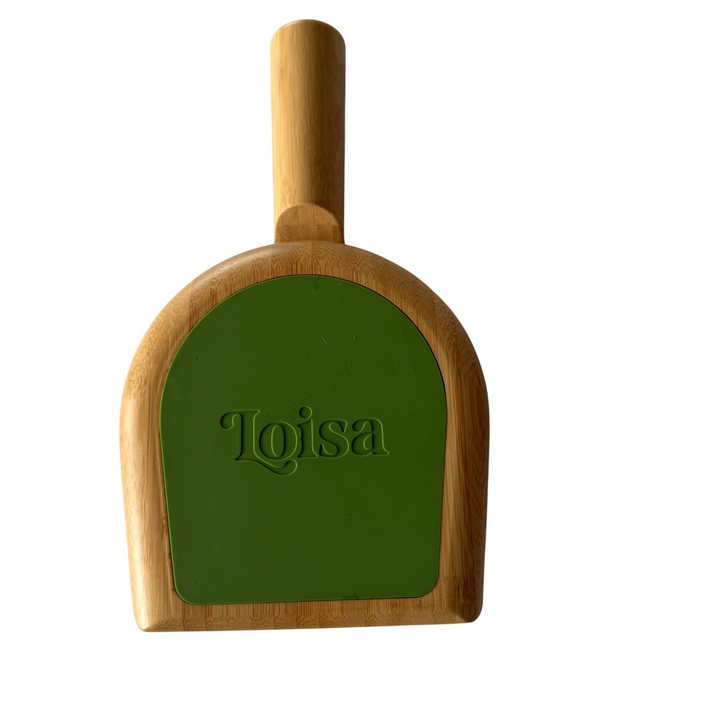 Loisa Bamboo Tostonera Plantain Smasher Green Silicone Grip Latin Kitchen Tool